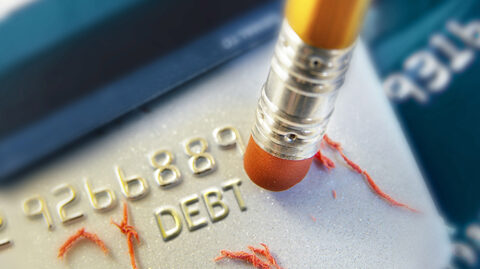 Eraser removing the word debt