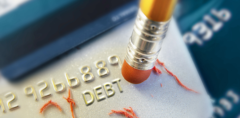 Eraser removing the word debt